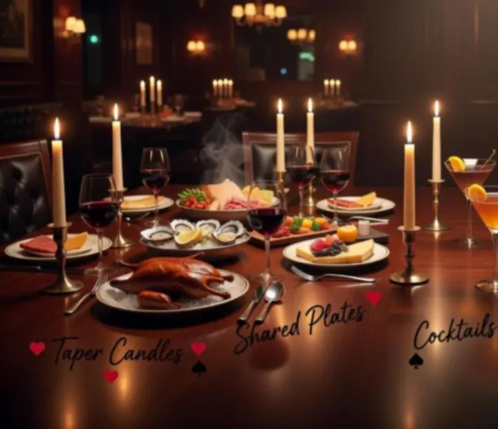 Progression from dining tables to an intimate card room